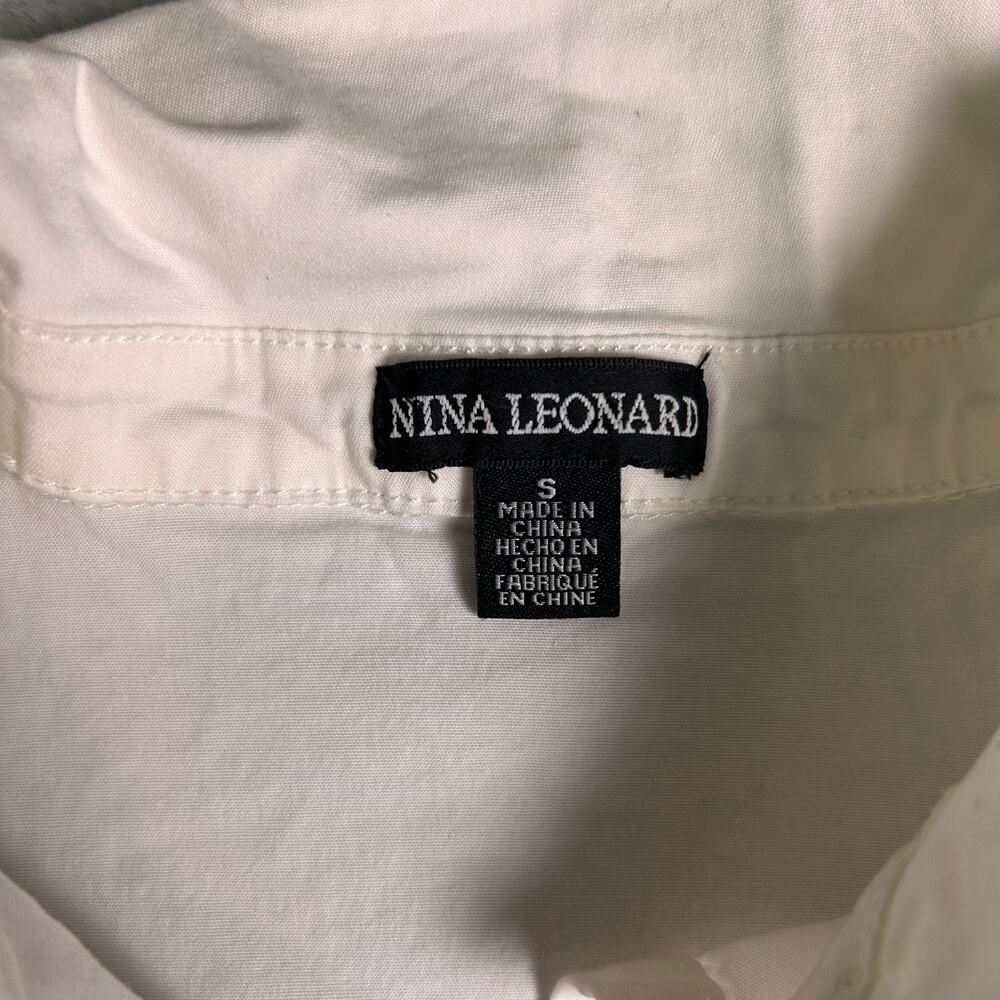 Nina Leonard Shirt Dress Womens S White Pearl Snap Western Base Layer Minimalist - Picture 5 of 8